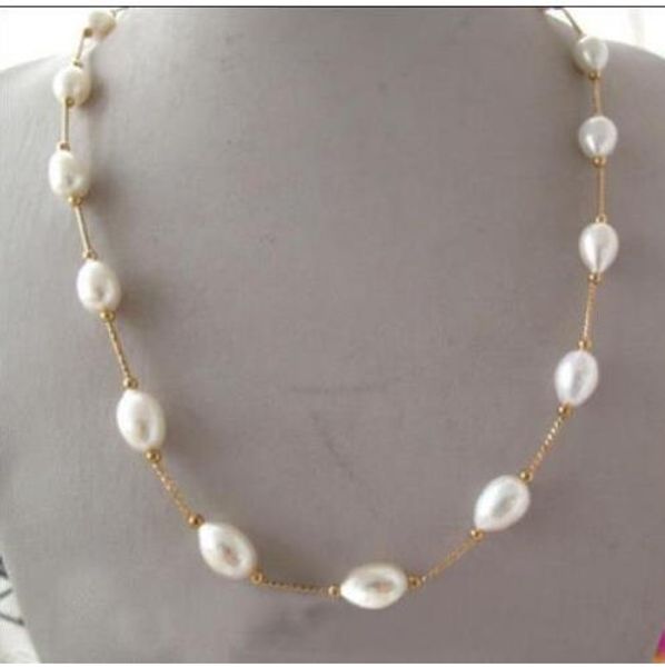 

elegant 20" 10-12mm south sea baroque white pearl necklace 14k yellow gold clasp, Silver