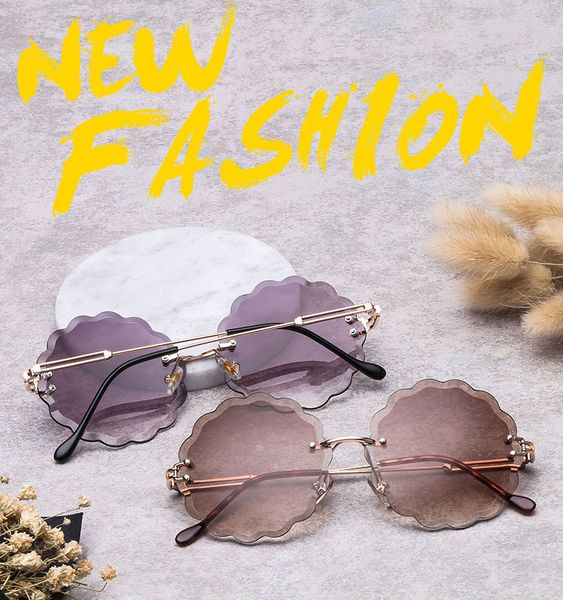 

new metal frameless trimming polished sunglasses elegant plum type ladies sunglasses marine fashion glasses, White;black