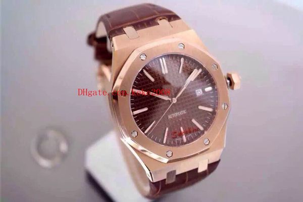 

5 color luxury men watch n8 factory 41mm 15400 15400or.oo.d002cr.0118k rose gold asia transparent mechanical automatic mens watch watches, Slivery;brown