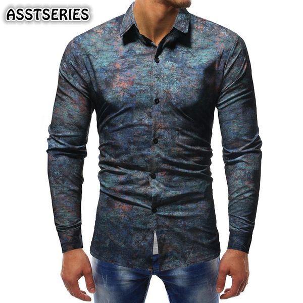 

shirt men cool print tough guy style long-sleeved shirts all year suitable youth silm fit new arrival trend of camisa masculina, White;black