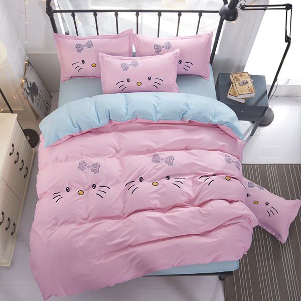 

special offer lovely pink cat princess bedding sets duvet covers set bed sheet pillowcases twin full  king size bedclothes