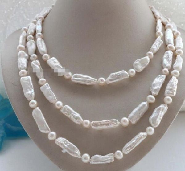 

longest 60" natural 25 mm white reborn pearl necklace, Silver