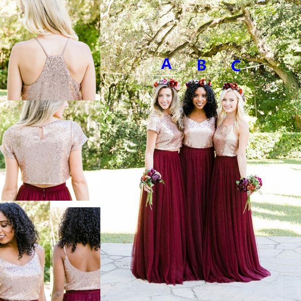 sequin bridesmaid dresses burgundy