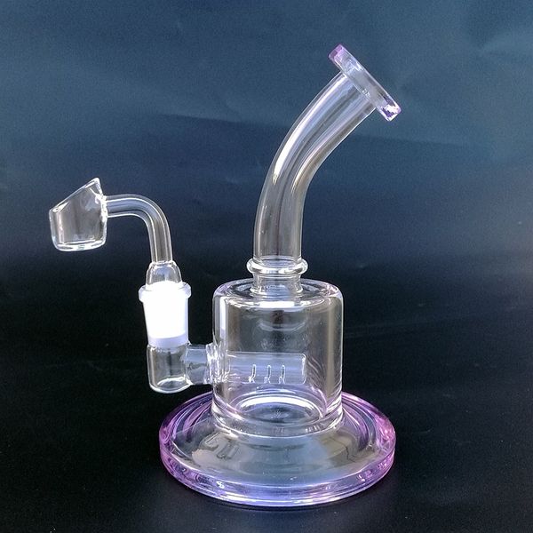 Blue Newest 6 Inch Mini Oil Dab Rigs Inline Perc Thick Glass Bong 14mm Female Joint Water Pipe With 4mm Quartz Banger