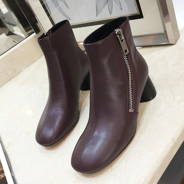 Womens Ankle Boots Shoes Genuine Leather Winter Roman Boots Outside Zipper Bottes Femmes Lady Boots Chaussures De Femme Waterproof Design Buy Shoes -