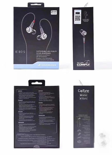 

refurbished sennheiser ie80 s earphones headphones with mic in-ear ie80 s headphones headsets stereo sound with box
