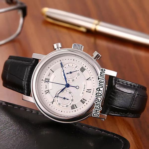 

new classique heritage 5237bb/12/9v6 silver roma textured dial miyota quartz chronograph mens watch black leather watches satch bgt09a1, Slivery;brown