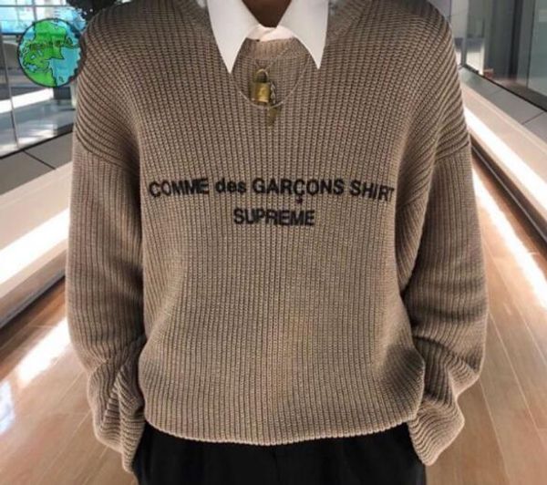 

Sup 2018 new x cdg 18fw cotton weater joint logan leeve head collar weater weater xl