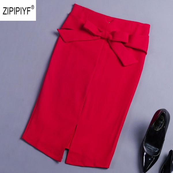 

summer 5xl plus size slim office skirt faldas women all-match bow pencil skirt office formal saias skirts b1362, Black