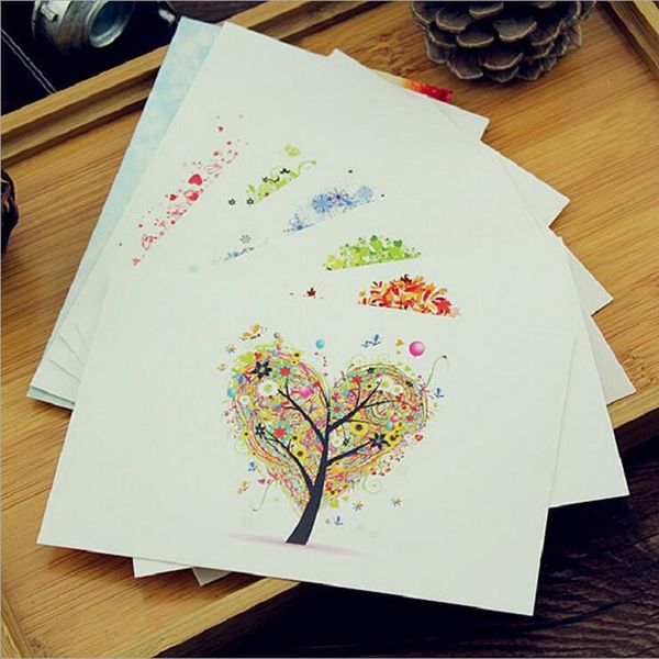 

6202 7pcs/lot korean scenic tree postcard message card thank card birthday greeting universal sheet business gift