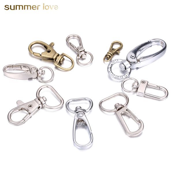 

10pcs/ lot keychain lobster swivel clasps for key ring metal keychain hook craft key rings diy key chain accessories, Slivery;golden