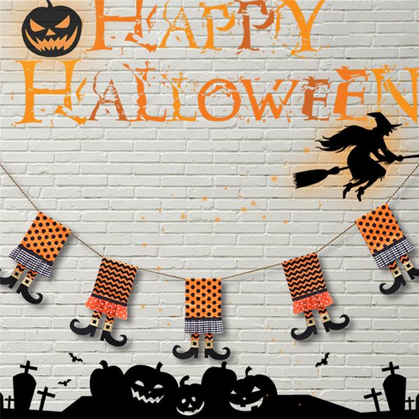 Halloween-Dekorationen, Halloween-Schnur-Flaggen, Banner, Hexenstiefel, Vlies-Flagge, Halloween-dekorative Hängedekoration, Party-Dekoration, Zubehör