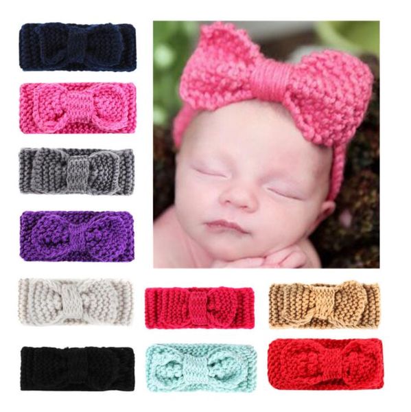 Süße Neugeborenen Turban Ohr Warme Stirnband Häkeln Gestrickte Bogen Haarband Kopf Wrap Haar Bands Zubehör Für Kinder Baby Mädchen