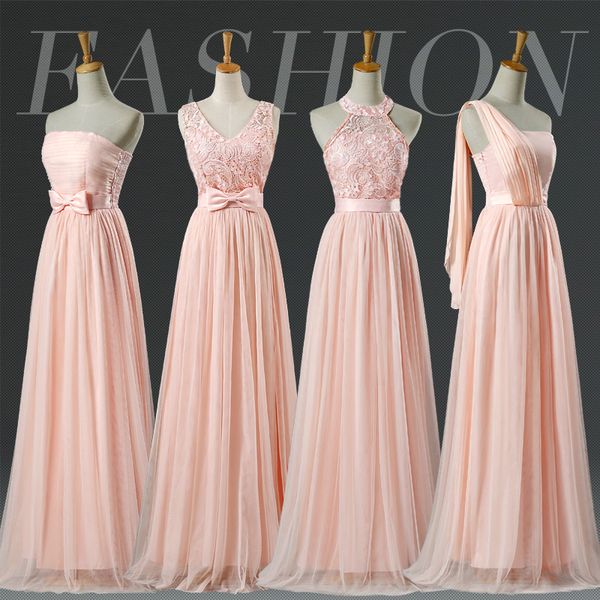 

Promotion Blush Halter Bridesmaid Dress Lace Pale Pink Bridesmaid Dresses Prom party graduation formal dress SW001