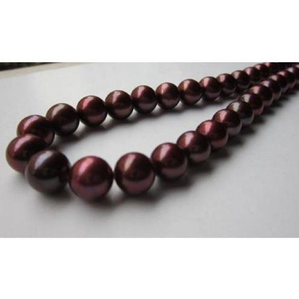 

natural round 18"10-11mm south sea crimson pearl necklace 14k gold clasp, Silver