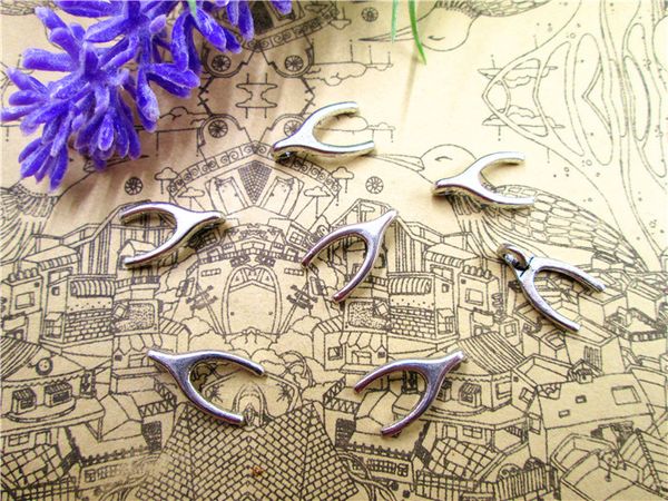 

75pcs bone charms-- antique silver lovely bone charm pendant 15x7mm, Bronze;silver