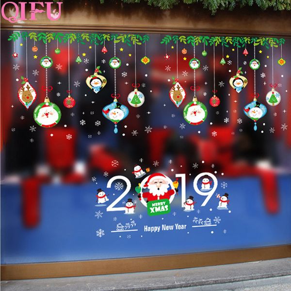 Compre Qifu Decoración Navidad Etiqueta De La Pared Decoraciones De Navidad Para El Hogar Navidad Etiqueta De La Ventana De Navidad De Cristal