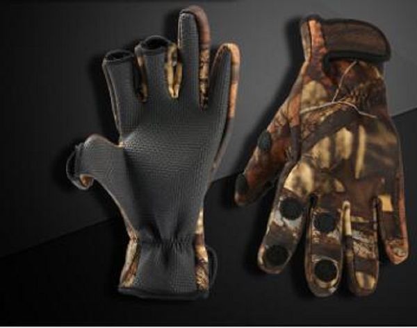 

outdoor sports riding cold hand gloves non-slip waterproof and wearable fishing gloves, Black