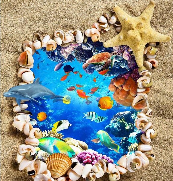 

seashell подводный мир океан 3d пол декоративная живопись пвх водонепроницаемый самоклеящиеся обои