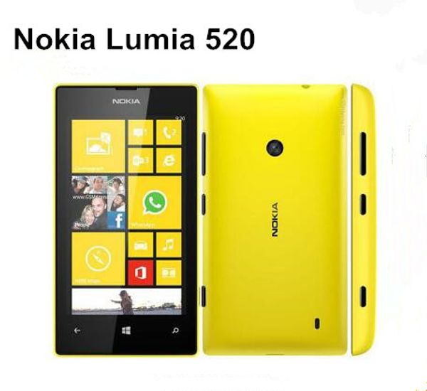 Оригинальный 520 Nokia Lumia 520 Windows Mobile Phone 8 Dual core 8GB ROM 5MP GPS Wifi 4.0 отремонтированный телефон