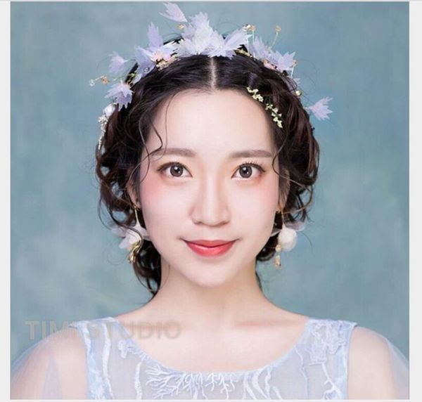 

bridal handmade headwear, crystal maple leaf wedding accessories, wedding accessories, p studio, p, hair band, hair band, Slivery;golden