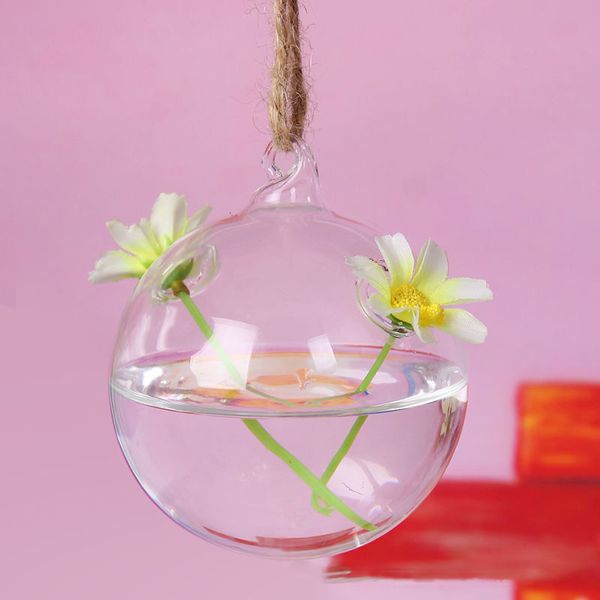 Hanging Vase Hydroponic Container Wedding Decor Clear Glass Round