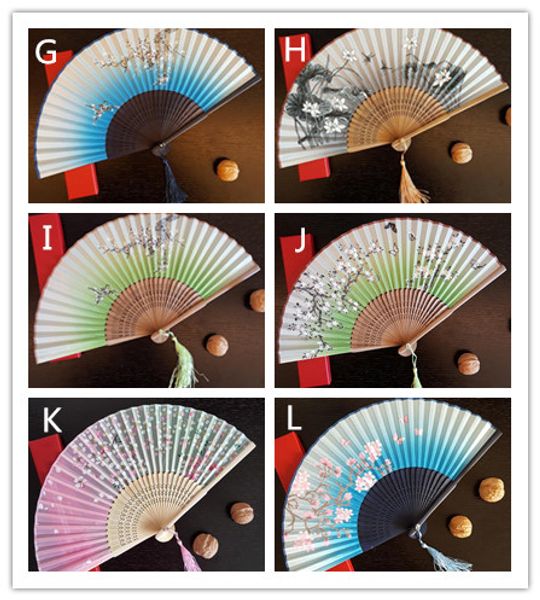 

vintage chinese spun silk flower printing hand fan folding hollow carved hand fan event & party supplies