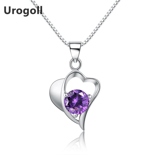 

new 925 sterling silver necklace pure silver 925 jewelry romantic purple heart pendant necklaces for women necklaces & pendants