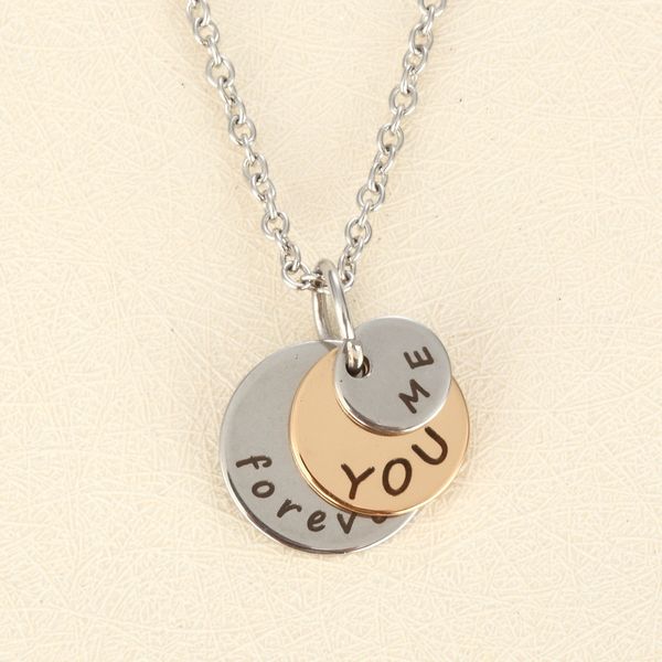

two-tone sell well inspirational lettering me you forever stainless steel necklace fashion jewelry gift, Silver
