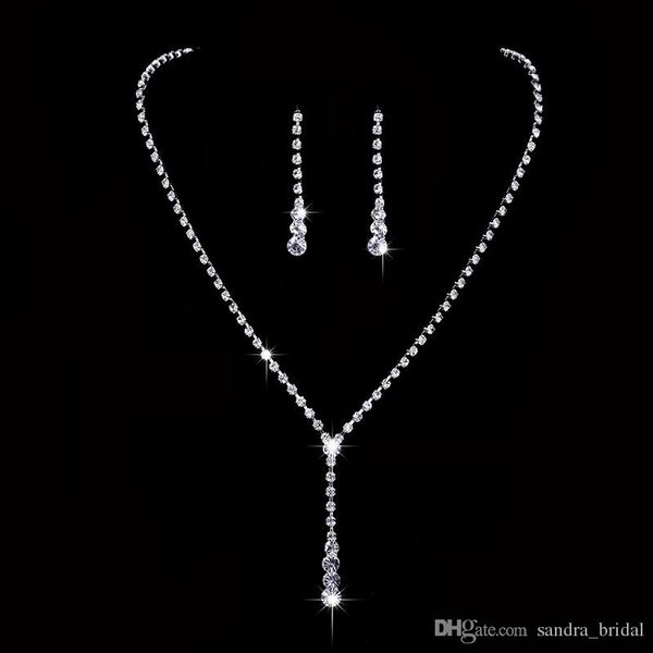 Bridal Jewellery Sparkly Diamond Rhinestone Earrings Necklace Sets