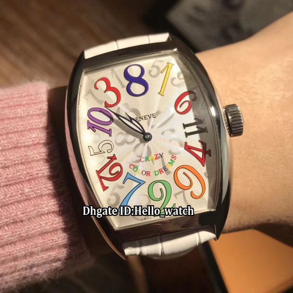 

crazy hours 8880 ch color dreams white dial automatic mens watch bounce silver case white leather strap sport new gent watches, Slivery;brown