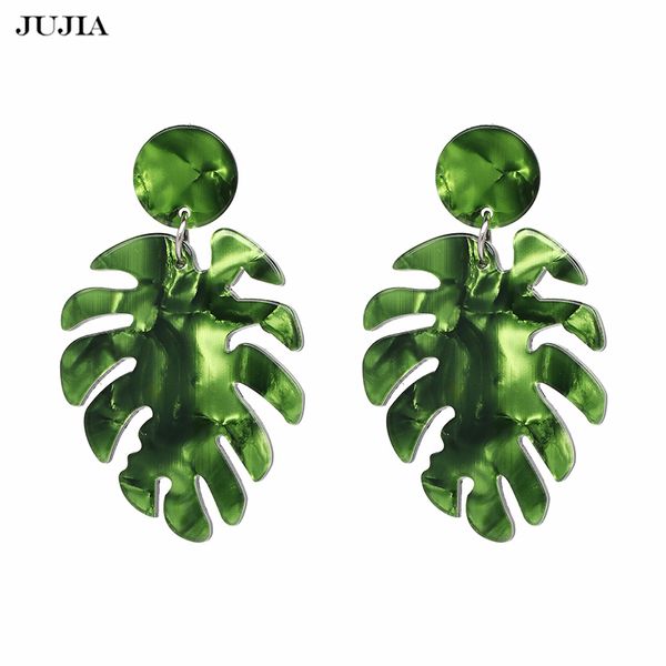 

jujia trendy drop dangle earrings for women charm leaves shaped vintage statement resin earrings wholesale, Silver
