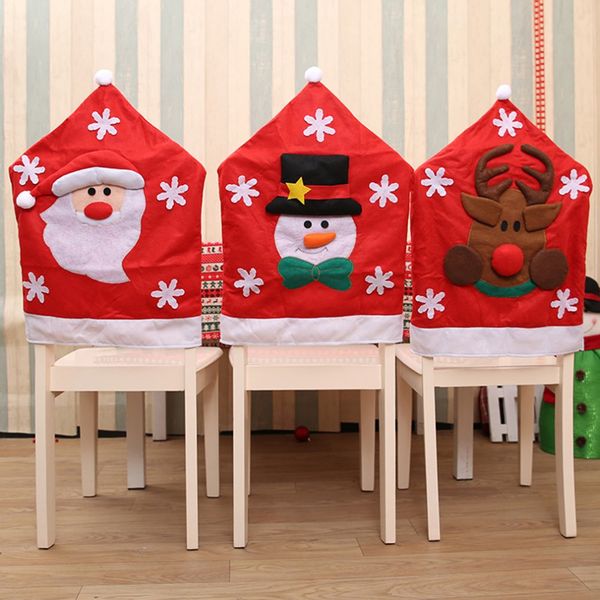 

Christmas Chair Covers Santa Claus Snowman Covers Elk Dining Chairs Back Covers For Kitchen Wedding Christmas Decoration