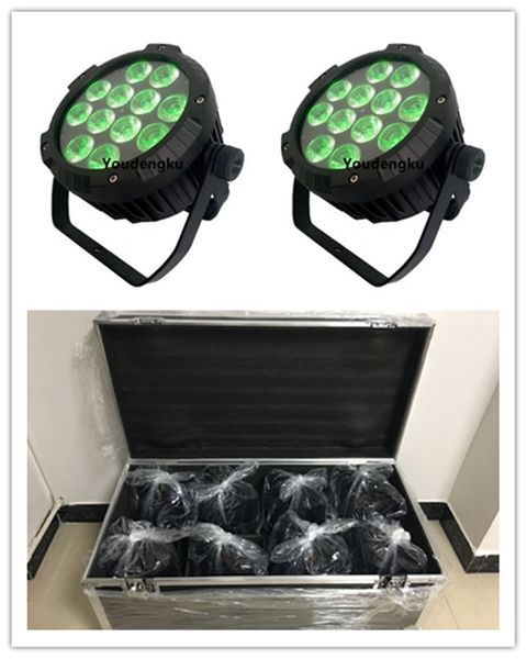 8 peças com flightcase IP65 LED par 12x12w rgbw 4in1 led led par 64 ao ar livre slim par pode impermeável luz de parede