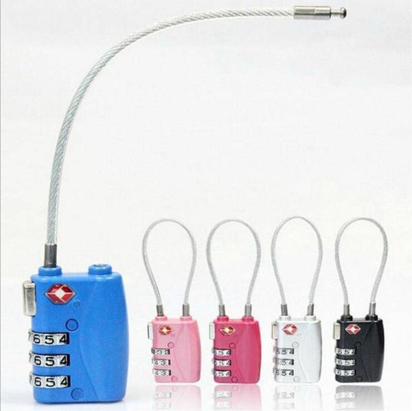 

tsa resettable 3 digit combination cable lock - travel luggage suitcase code metal padlock security for school gym locker 50pcs, Black