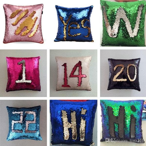 

new 38 colors 40*40cm doule-color magic reversible mermaid sequins pillow cover glitter pillow cover throw pillow ic859