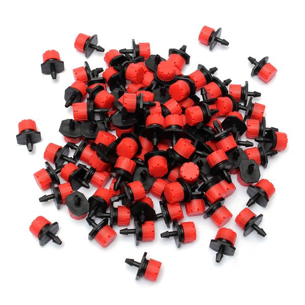 

new 100pcs adjustable gardening micro flow drip head barb irrigation watering dripper sprinkler pot for greenhouse