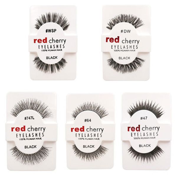 

red cherry false eyelashes natural long eye lashes extension professional faux eyelash winged fake lashes wispies hand made 12 styles
