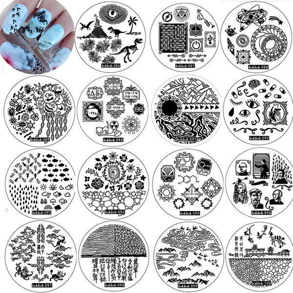 

9pcs/lot nail template set hehe37-102 design 2018 summer vintage flower diy nail art stamp for women tips nails template 3d gift, White