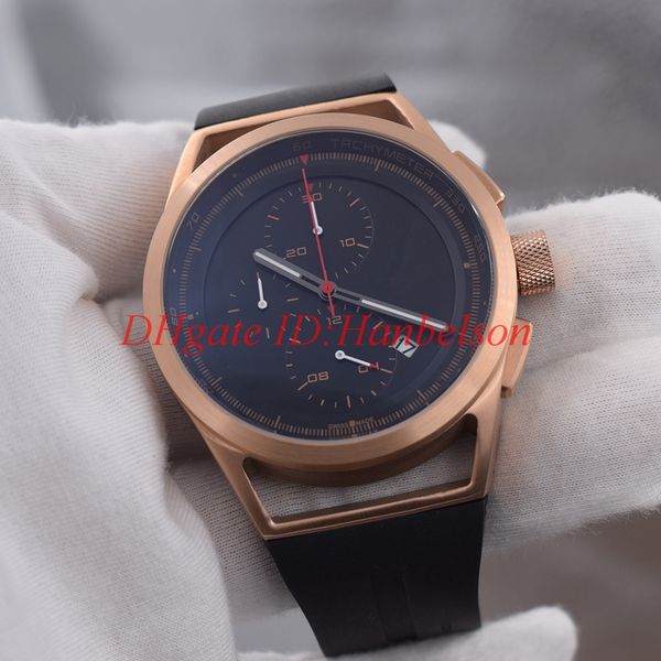 

pd men's watch battery multifunction chronograph movement sport quartz rubber strap black dial 47mm racing car wristwatch p'6750, Slivery;brown