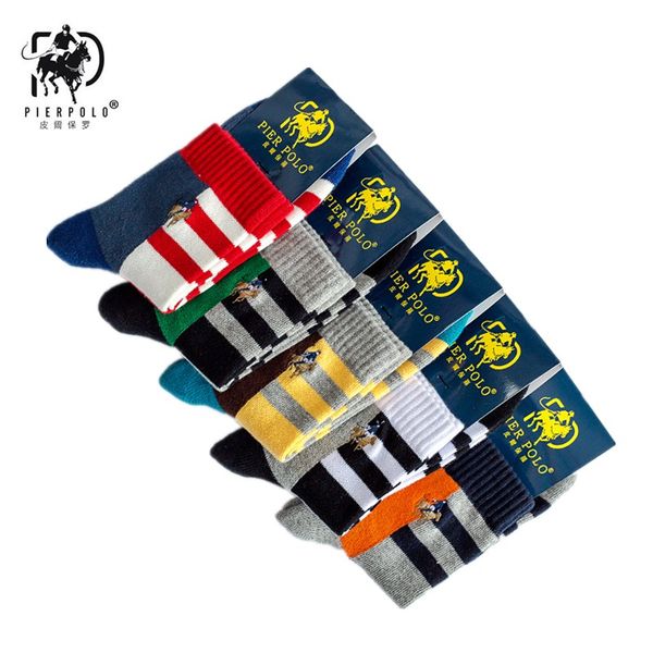 

pier new casual brand men's happy socks men's striped thickening deodorant grew socks calcetines largos hombre, Black