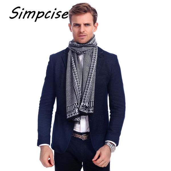 

simpcise] 2017 winter scarf scarves men cotton blend tartan print autumn new fashion men's cachecol a3a18914, Blue;gray