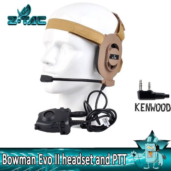 

z-tac tactical zbowman elite ii headset with zpeltor ptt for baofeng uv-5r tyt hunting e2 unilateral earphone outdoor sports communication