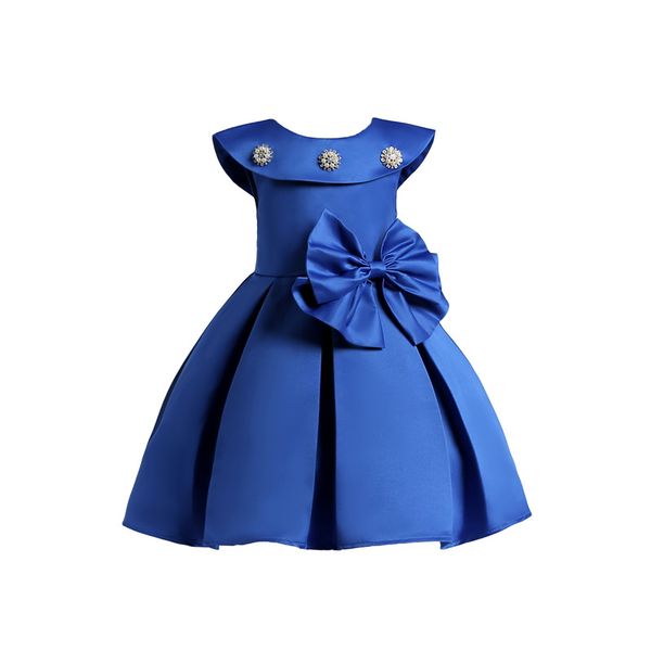 

elegant girl dress sleeveless noble formal solid bow princess dress for 3-10yrs girls kids children party wedding gown performance dress, Red;yellow