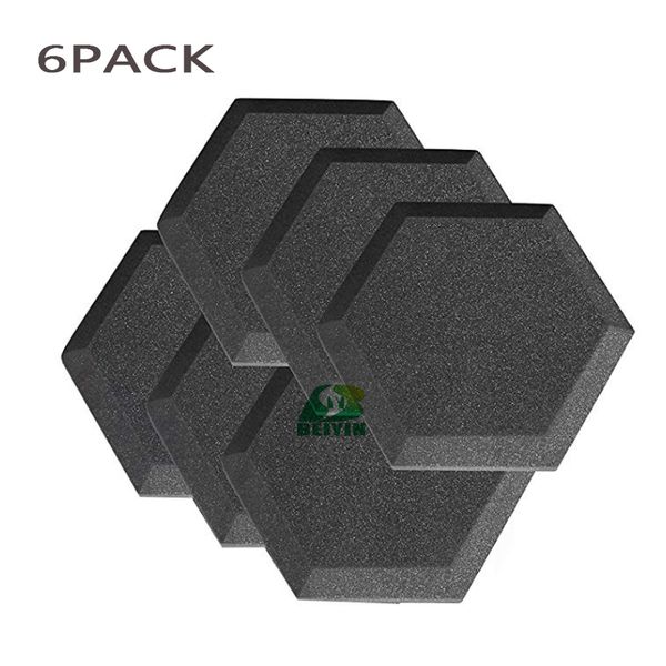 

6pcs hexagon fireproof acoustic foam sound insulation sponge soundproof panel studio audio sound absorption board