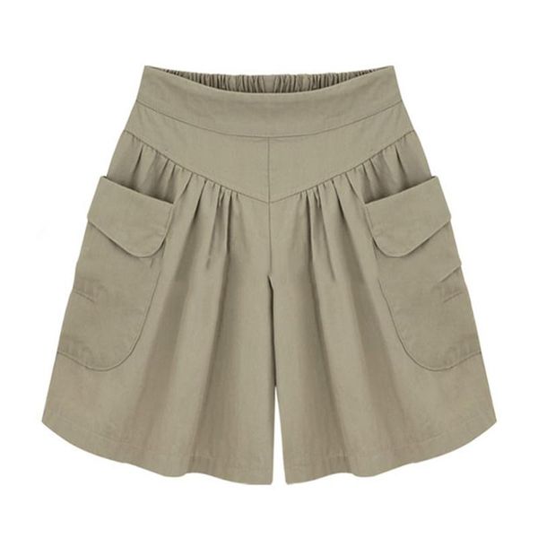 

2018 summer plus size short women xl- 4xl 5xl wide leg female shorts casual loose ladies khaki high waist thin pantalones cortos, White;black