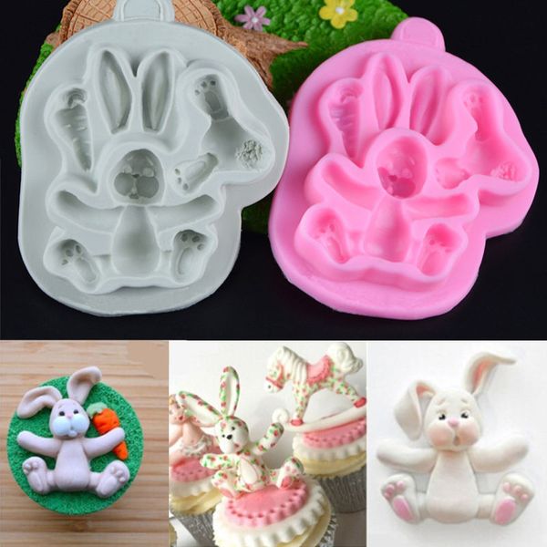 Rabbit silicone fondant mold bunny chocolate gumpaste mold cake decors tool UK