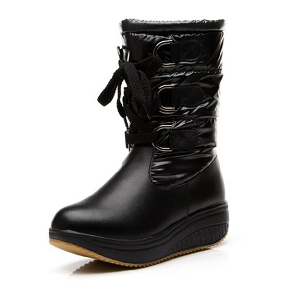 

women toning shoes winter warm plus velvet short boots sneakers waterproof platform female swing shoes fitness shoes, Black;yellow