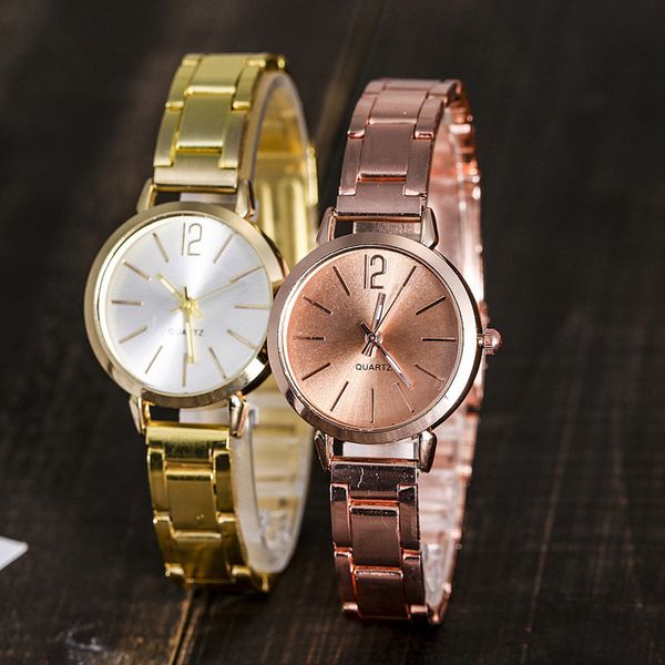 

women lady girl wrist quartz watch round simple alloy case fashion birthday gift ll@17, Slivery;brown