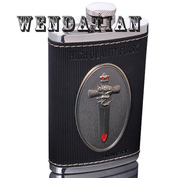 

kitchen dining drinkware black leather stainless steel portable outdoor cross swords small flagon hip flasks